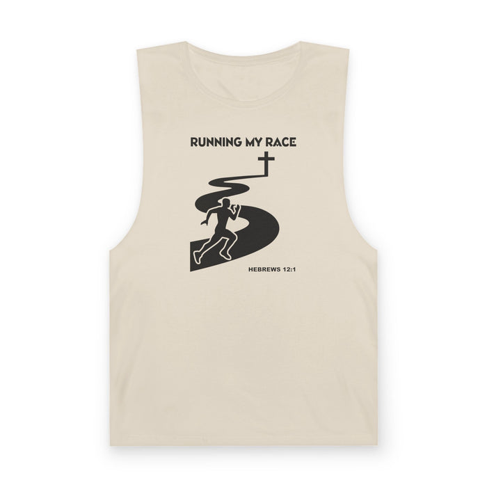 Running My Race Tank Top — Christian Faith & Running Graphic Tank (Hebrews 12:1)