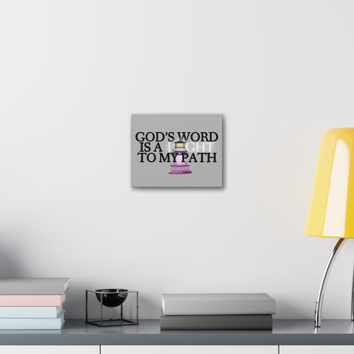 God's Word Is A Light To My Path Canvas Wall Art — Psalm 119:105 Lighthouse Christian Decor