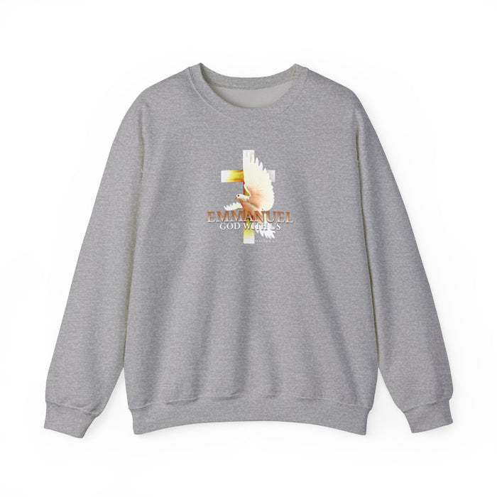 Emmanuel 'God With Us' Crewneck Sweatshirt — Christian Faith Cross Design