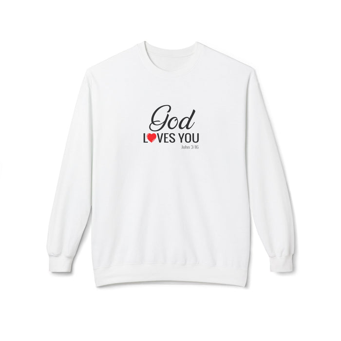 Crewneck Sweatshirt — "God Loves You" Christian Faith Pullover