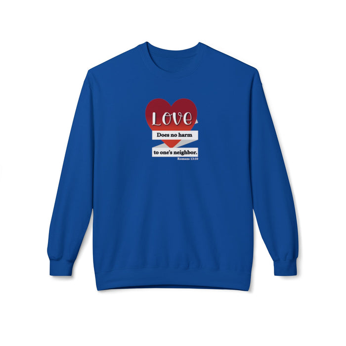 Crewneck Sweatshirt - "Love Does No Harm to One's Neighbor" Heart Design
