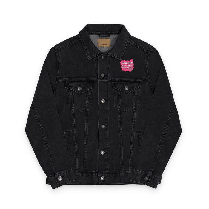 No Weapon Formed Against Me Trendy Unisex Denim Jacket (Embroidery) - Casual Wear, Summer Fashion, Graphic Jacket, Street Style, Gift for Her