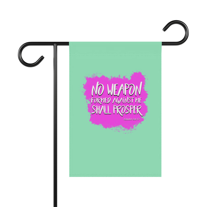 Garden Flag — "No Weapon Formed Against Me Shall Prosper" Inspirational Yard Banner