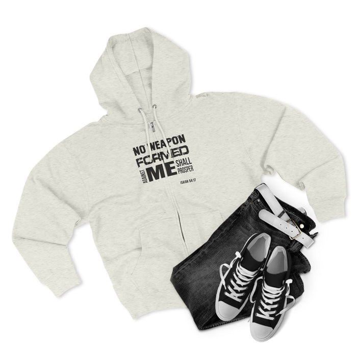 No Weapon Formed Against Me Shall Prosper Unisex Zip Hoodie