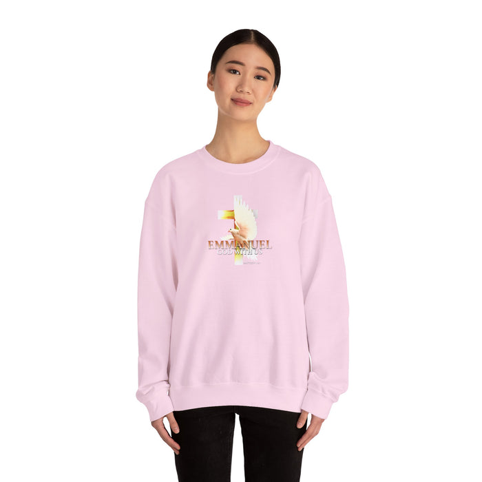 Emmanuel 'God With Us' Crewneck Sweatshirt — Christian Faith Cross Design