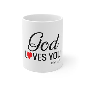 God Loves You Ceramic Mug 11oz