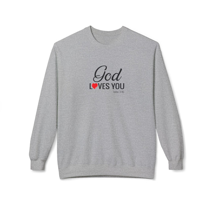 Crewneck Sweatshirt — "God Loves You" Christian Faith Pullover