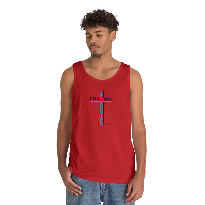 Jesus Died For You Cross Graphic Tank Top — Minimalist Love Typography Sleeveless Shirt