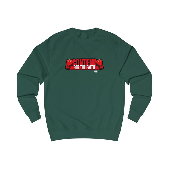 Crewneck Sweatshirt - "Contend For The Faith" Boxing Gloves Christian Graphic