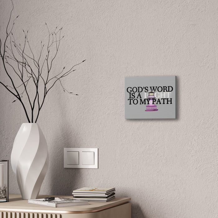 God's Word Is A Light To My Path Canvas Wall Art — Psalm 119:105 Lighthouse Christian Decor