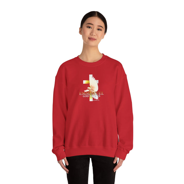 Emmanuel 'God With Us' Crewneck Sweatshirt — Christian Faith Cross Design