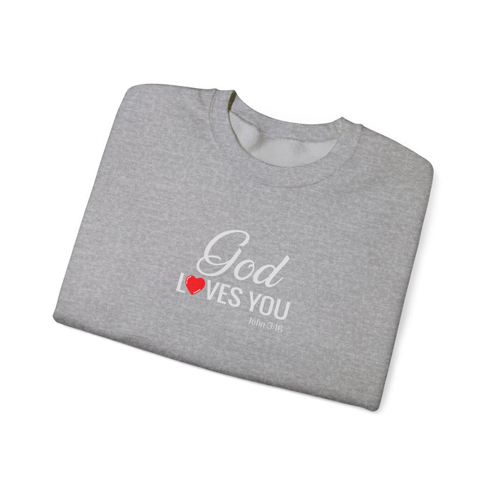God Loves You Crewneck Sweatshirt — Inspirational Christian Message (John 3:16)