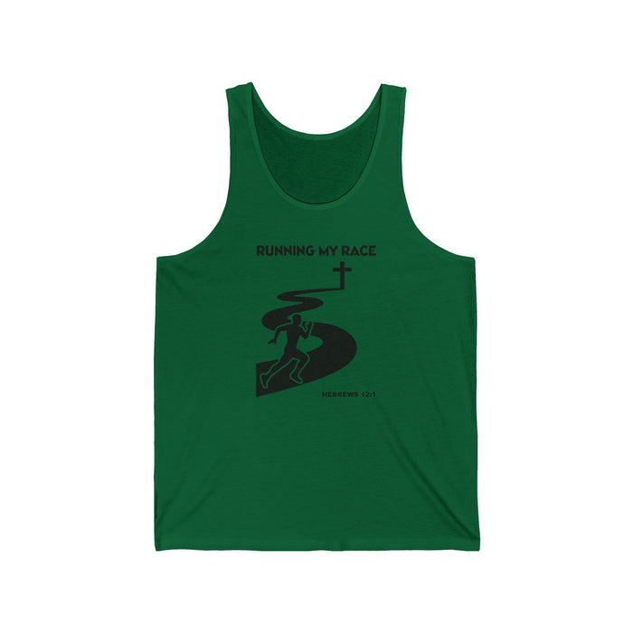 Christian 'Running My Race' Tank Top — Scripture-Inspired Faith & Fitness Shirt