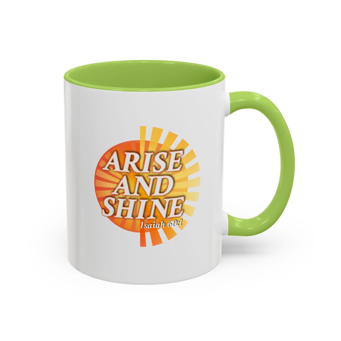 Arise and Shine Coffee Mug — Inspirational Scripture Isaiah 60:1 Accent Ceramic Mug