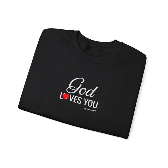 God Loves You Crewneck Sweatshirt — Inspirational Christian Message (John 3:16)