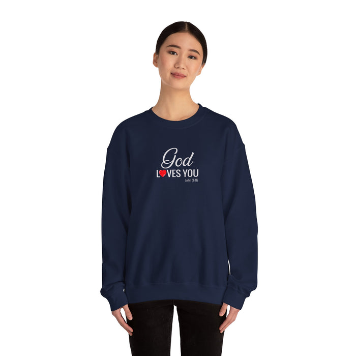 God Loves You Crewneck Sweatshirt — Inspirational Christian Message (John 3:16)