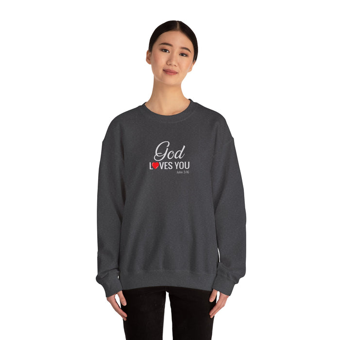 God Loves You Crewneck Sweatshirt — Inspirational Christian Message (John 3:16)