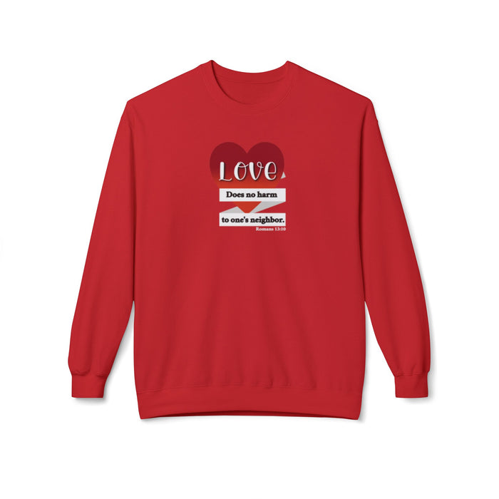 Crewneck Sweatshirt - "Love Does No Harm to One's Neighbor" Heart Design