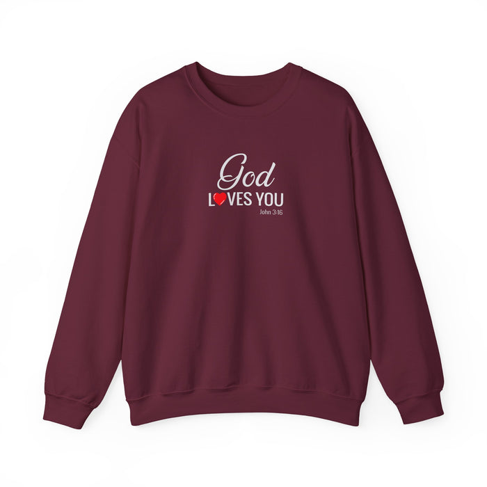 God Loves You Crewneck Sweatshirt — Inspirational Christian Message (John 3:16)