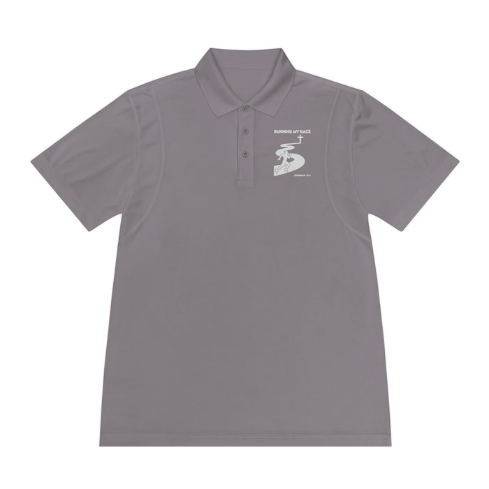 Running My Race Golf Polo Shirt - Minimal Golf Course Logo Performance Mens Sport Polo