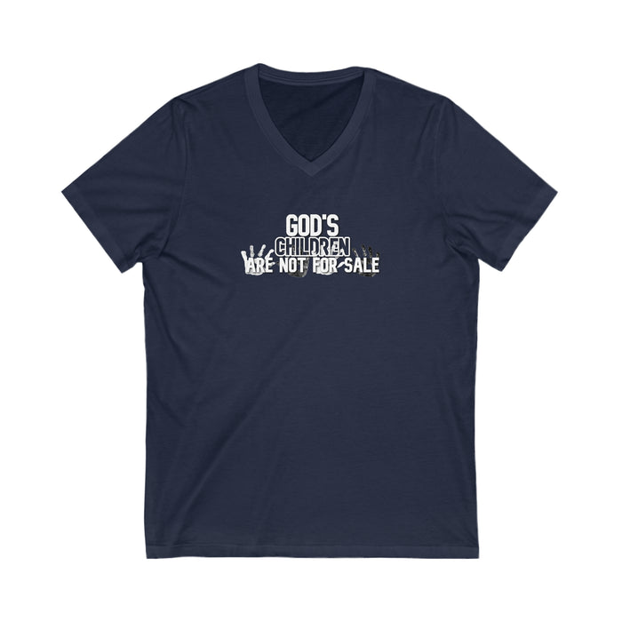 God’s Children are Not For Sale Unisex Jersey Short Sleeve V-Neck Tee