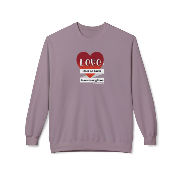 Crewneck Sweatshirt - "Love Does No Harm to One's Neighbor" Heart Design