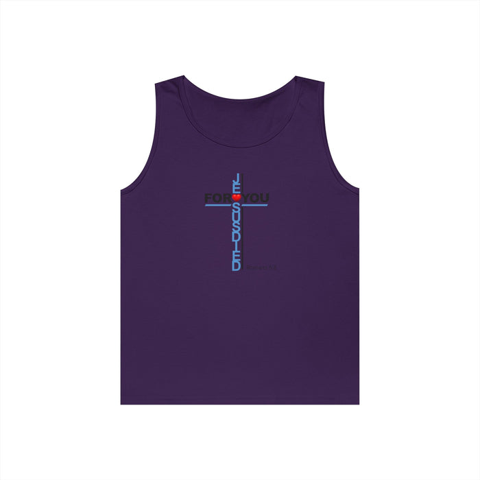 Jesus Died For You Cross Graphic Tank Top — Minimalist Love Typography Sleeveless Shirt