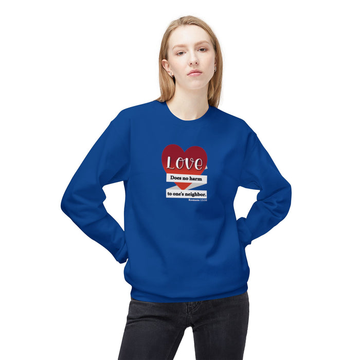 Crewneck Sweatshirt - "Love Does No Harm to One's Neighbor" Heart Design