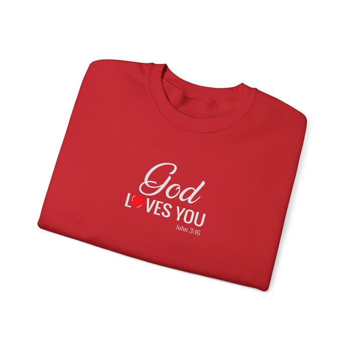 God Loves You Crewneck Sweatshirt — Inspirational Christian Message (John 3:16)