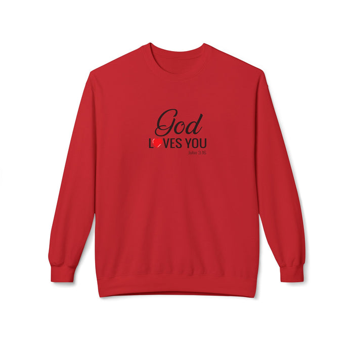 Crewneck Sweatshirt — "God Loves You" Christian Faith Pullover