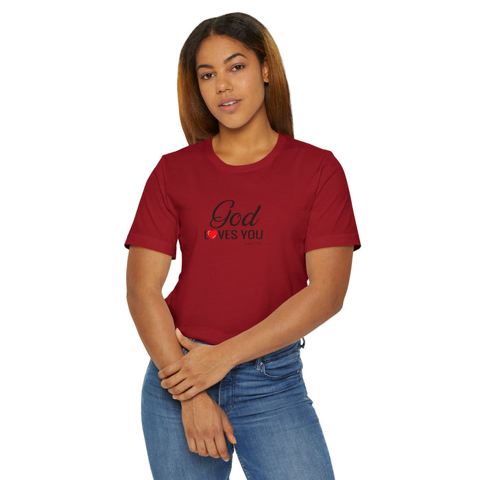 God Loves You T-Shirt — Christian Faith Tee with Heart Accent