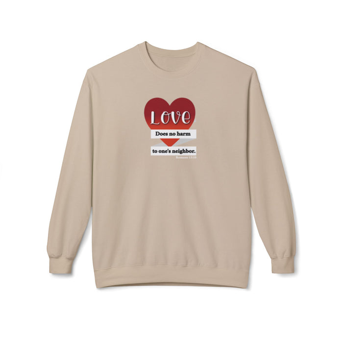 Crewneck Sweatshirt - "Love Does No Harm to One's Neighbor" Heart Design