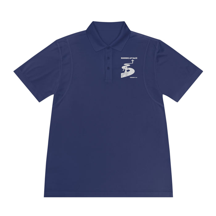 Running My Race Golf Polo Shirt - Minimal Golf Course Logo Performance Mens Sport Polo
