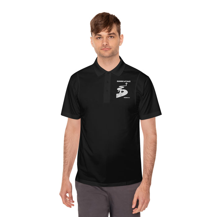 Running My Race Golf Polo Shirt - Minimal Golf Course Logo Performance Mens Sport Polo