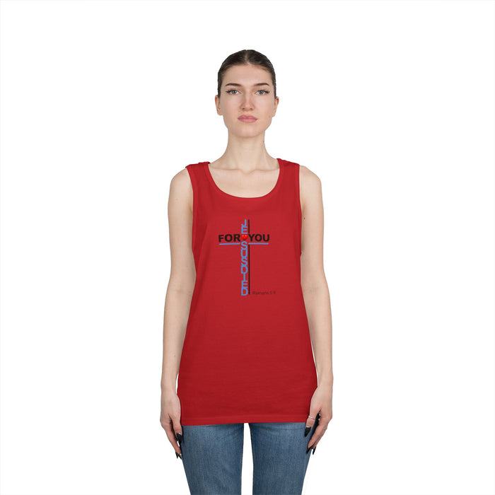 Jesus Died For You Cross Graphic Tank Top — Minimalist Love Typography Sleeveless Shirt