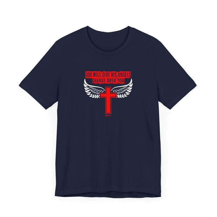 God Will Give His Angels Charge Over You Men’s Unisex Jersey Short Sleeve Tee