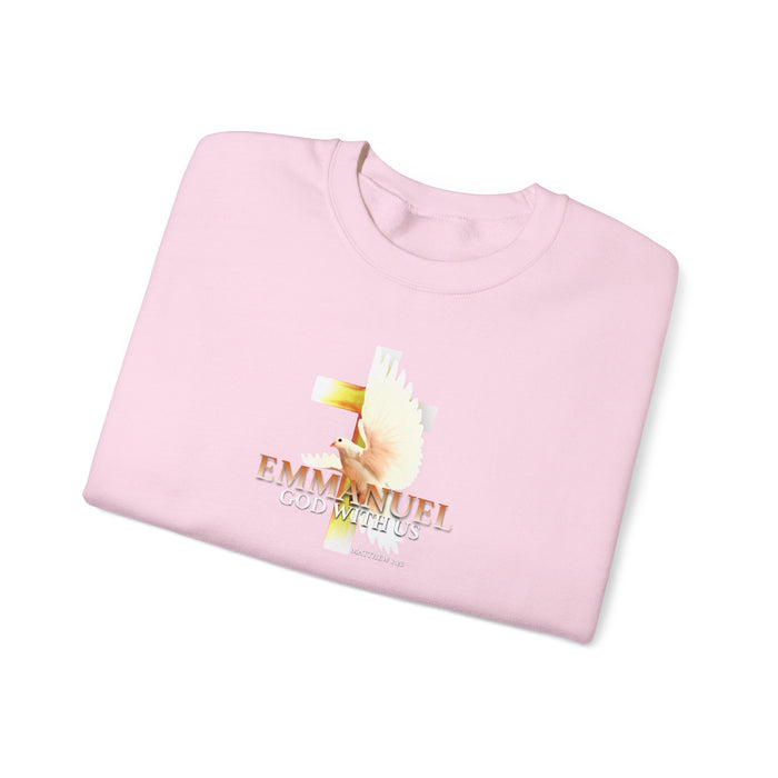 Emmanuel 'God With Us' Crewneck Sweatshirt — Christian Faith Cross Design