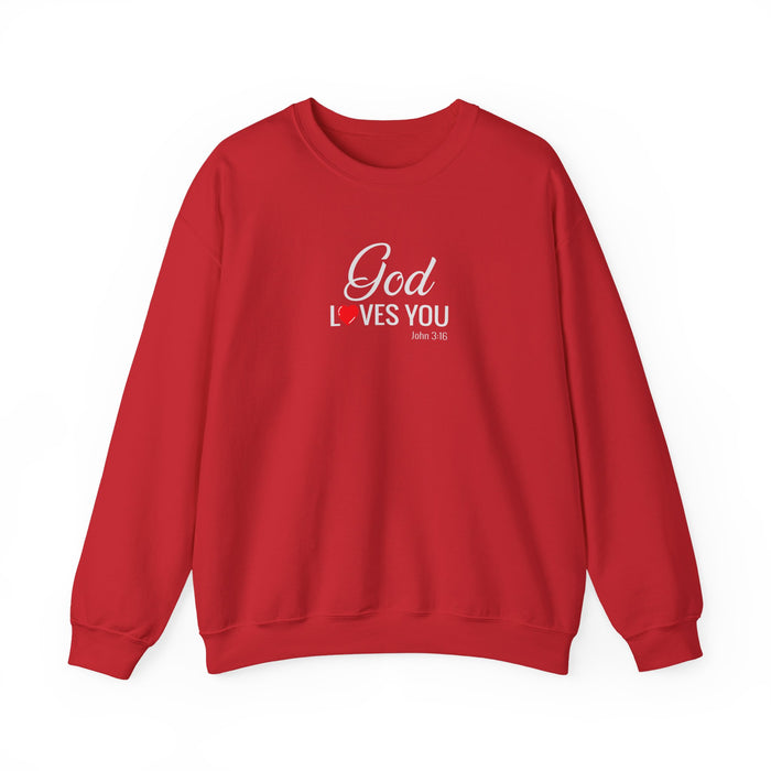 God Loves You Crewneck Sweatshirt — Inspirational Christian Message (John 3:16)