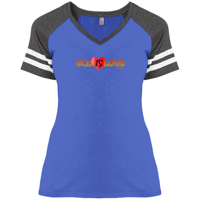 God is Love Ladies Game V-Neck Tee