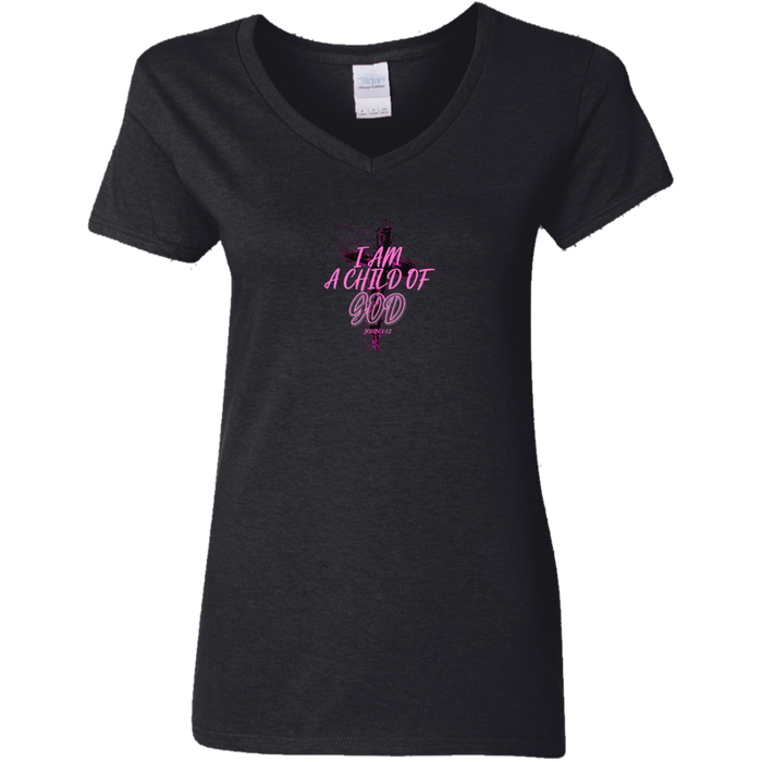 I Am a Child of God Ladies V-Neck Tee Shirt