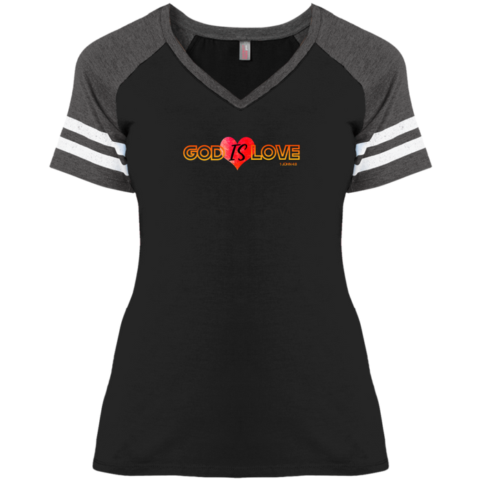 God is Love Ladies Game V-Neck Tee