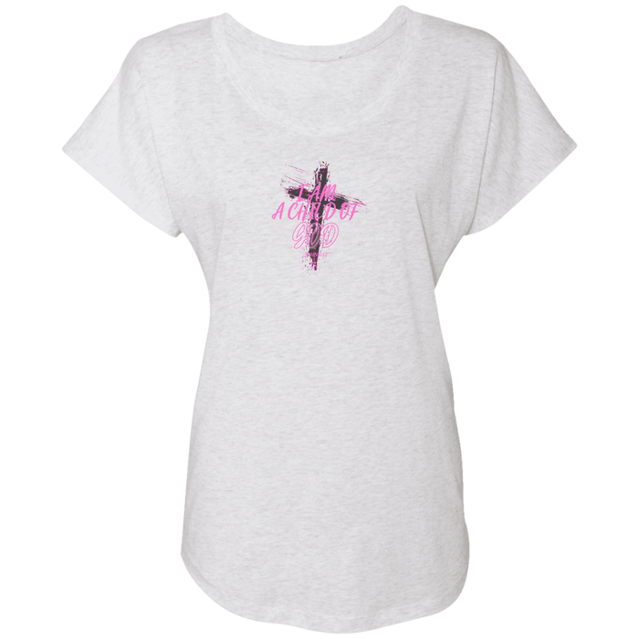 I Am a Child of God Ladies Triblend Dolman Sleeve Tee