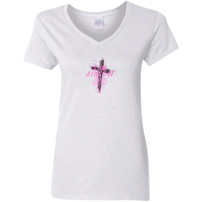 I Am a Child of God Ladies V-Neck Tee Shirt