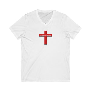 Fix Your Eyes On Jesus Women Unisex Jersey Short Sleeve V-Neck Tee