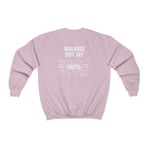 Walking Out My Faith Women’s Unisex Heavy Blend™ Crewneck Sweatshirt (back design)