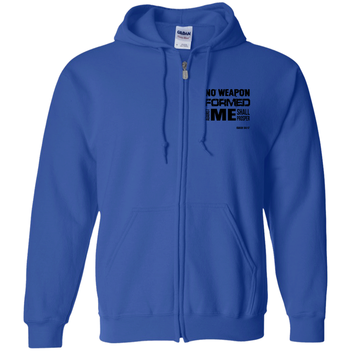 No Weapon Formed Against Me Shall Prosper Men’s Zip Up Hooded Sweatshirt