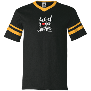 God Loves All Lives Men’s V Neck Sleeve Stripe Jersey