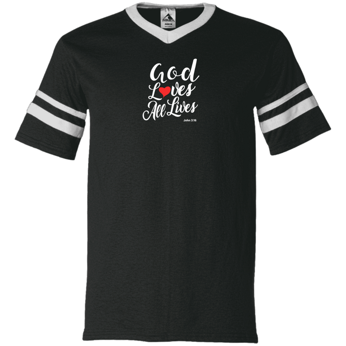 God Loves All Lives Men’s V Neck Sleeve Stripe Jersey
