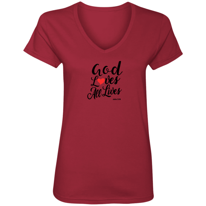 God Loves All Lives Ladies V Neck Shirt