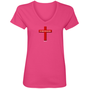 Fix Your Eyes on Jesus Ladies V Neck Tee Shirt